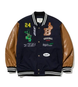 BS RABBIT Trippy Varsity Jacket Navy Men